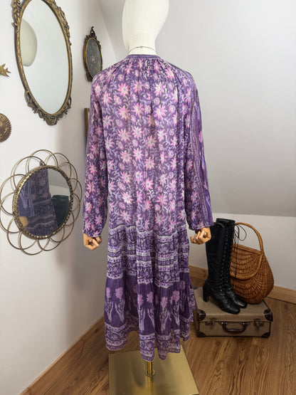 1970s Purple Indian Cotton Dress