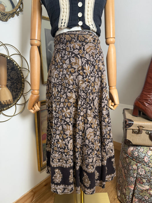 1970s Indian Blockprint Wrap Skirt