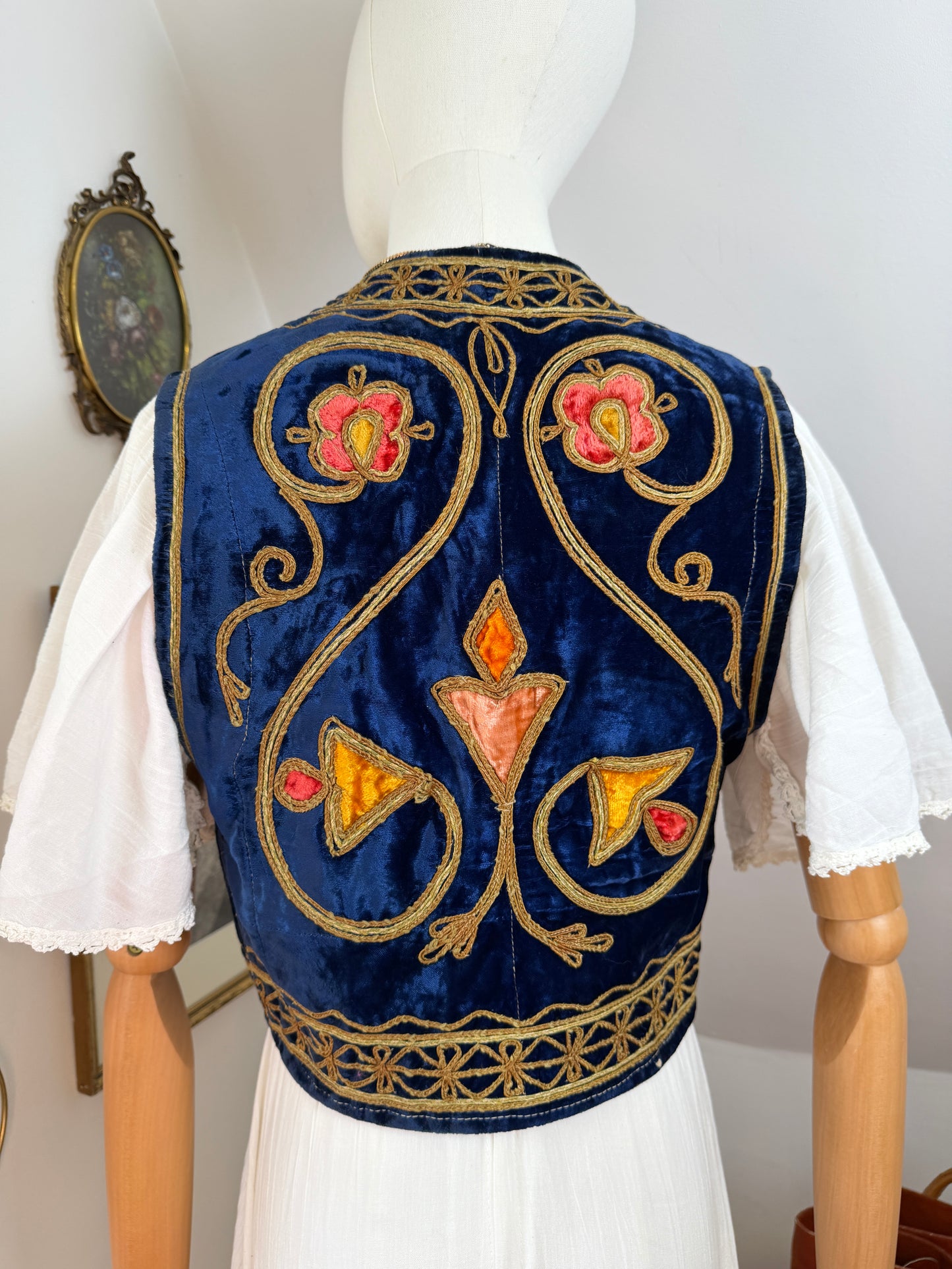 60s/70s Blue Velvet Ottoman Vest