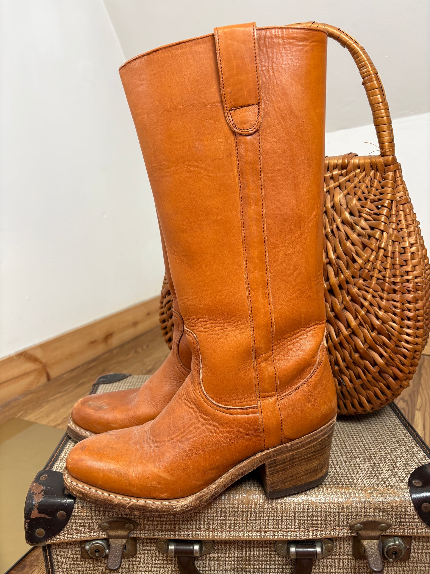 1970s Leather Campus Style Boots