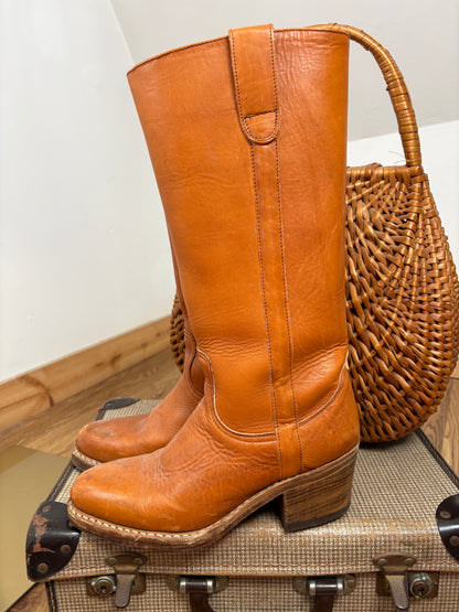 1970s Leather Campus Style Boots