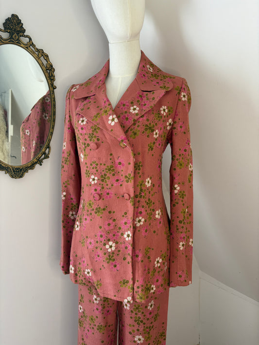 1970s Pink Floral Suit