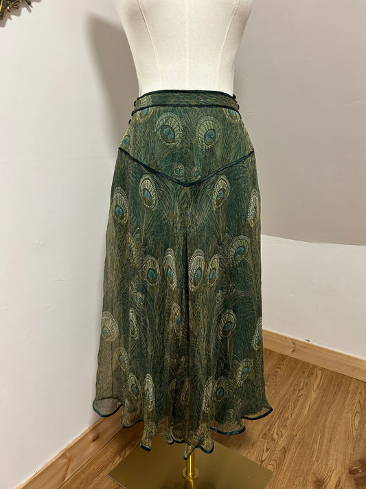 1970s ‘Anna Belinda’ Silk Peacock Skirt