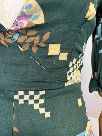 1970s Does 1930s ‘Paul Nicholas’ Crepe Art Deco Dress
