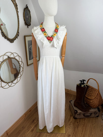 1970s Cheesecloth Halter Dress