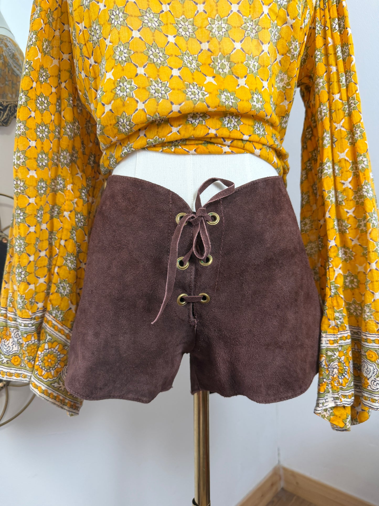 1960s Suede Lace Up Hotpants