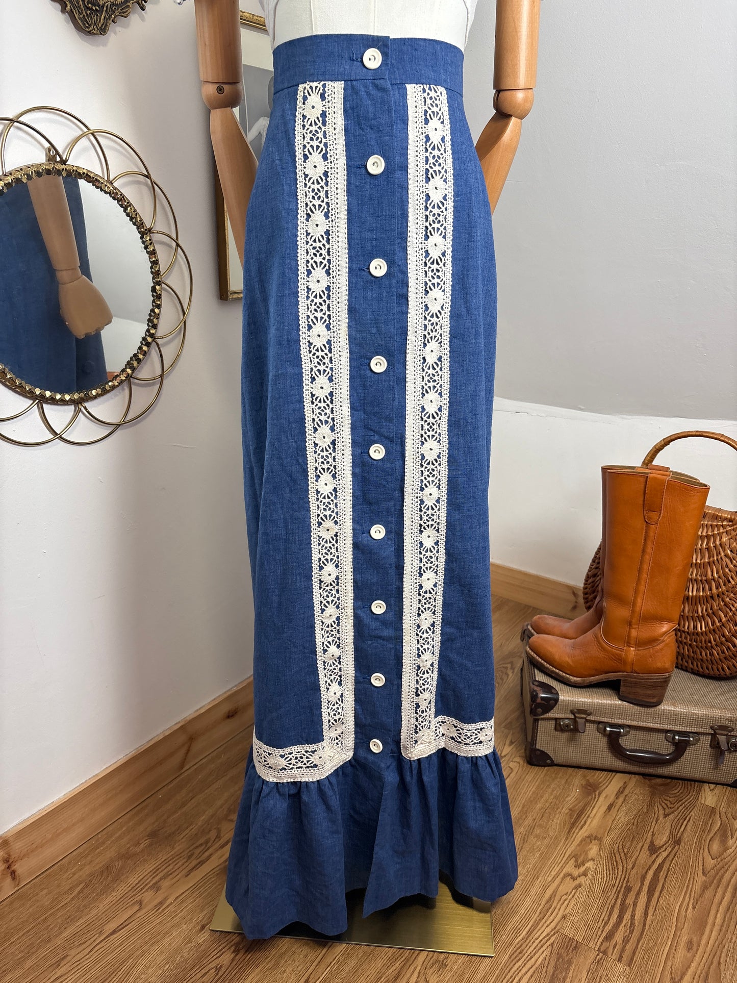 1970s Cotton Lace Skirt