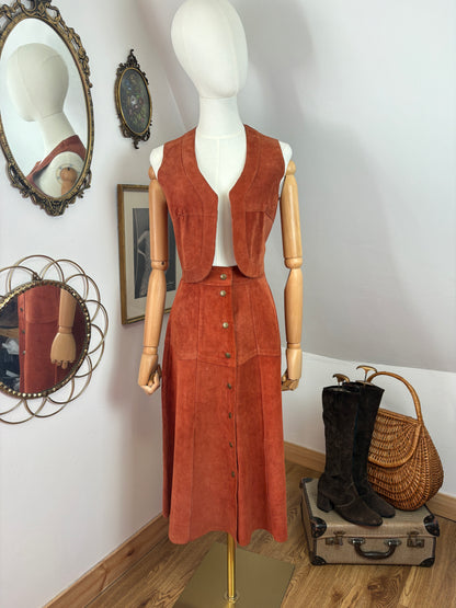1970s Orange Suede Set