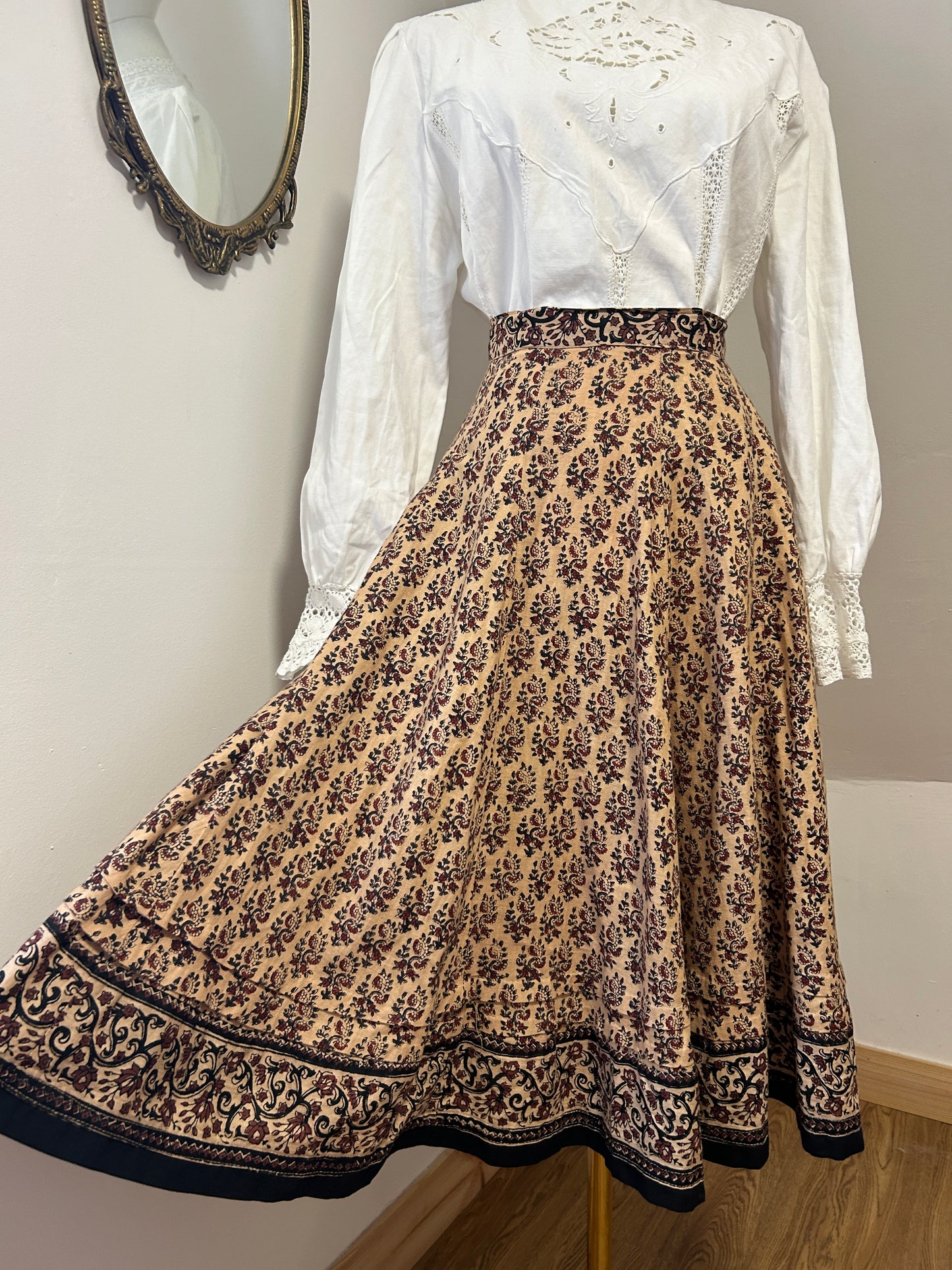 1960s Ayesha Davar Blockprint Skirt