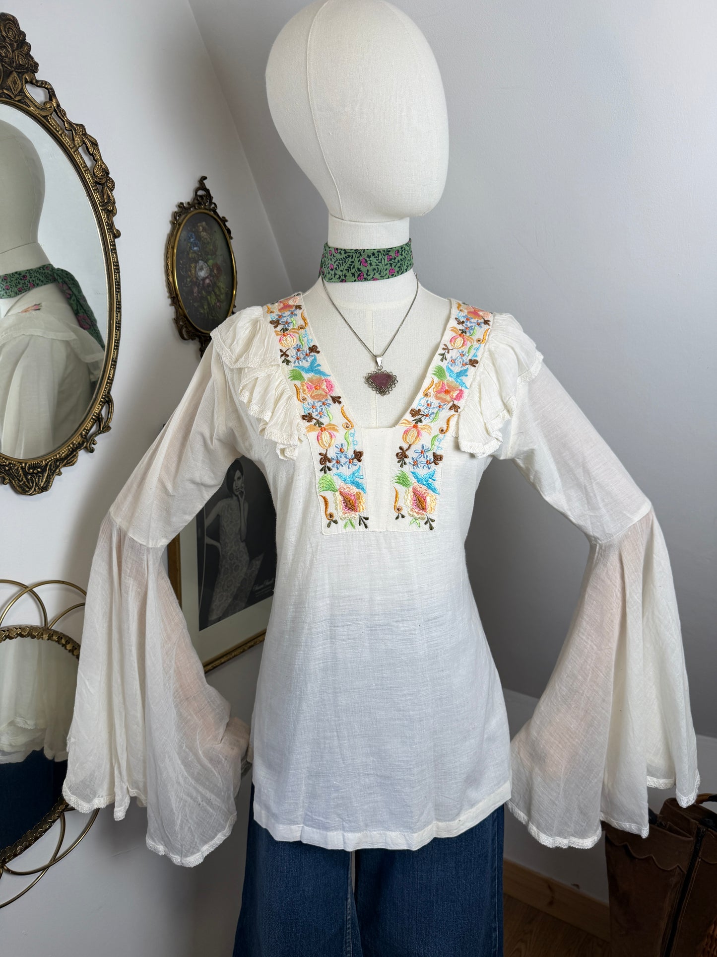 1970s Cotton Angel Sleeve Top