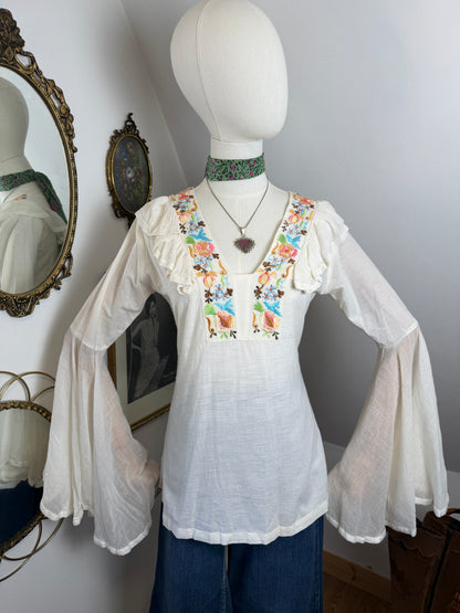 1970s Cotton Angel Sleeve Top