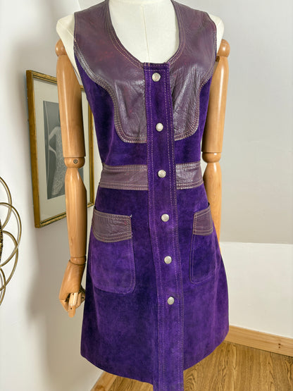 1960s Purple Suede Dress