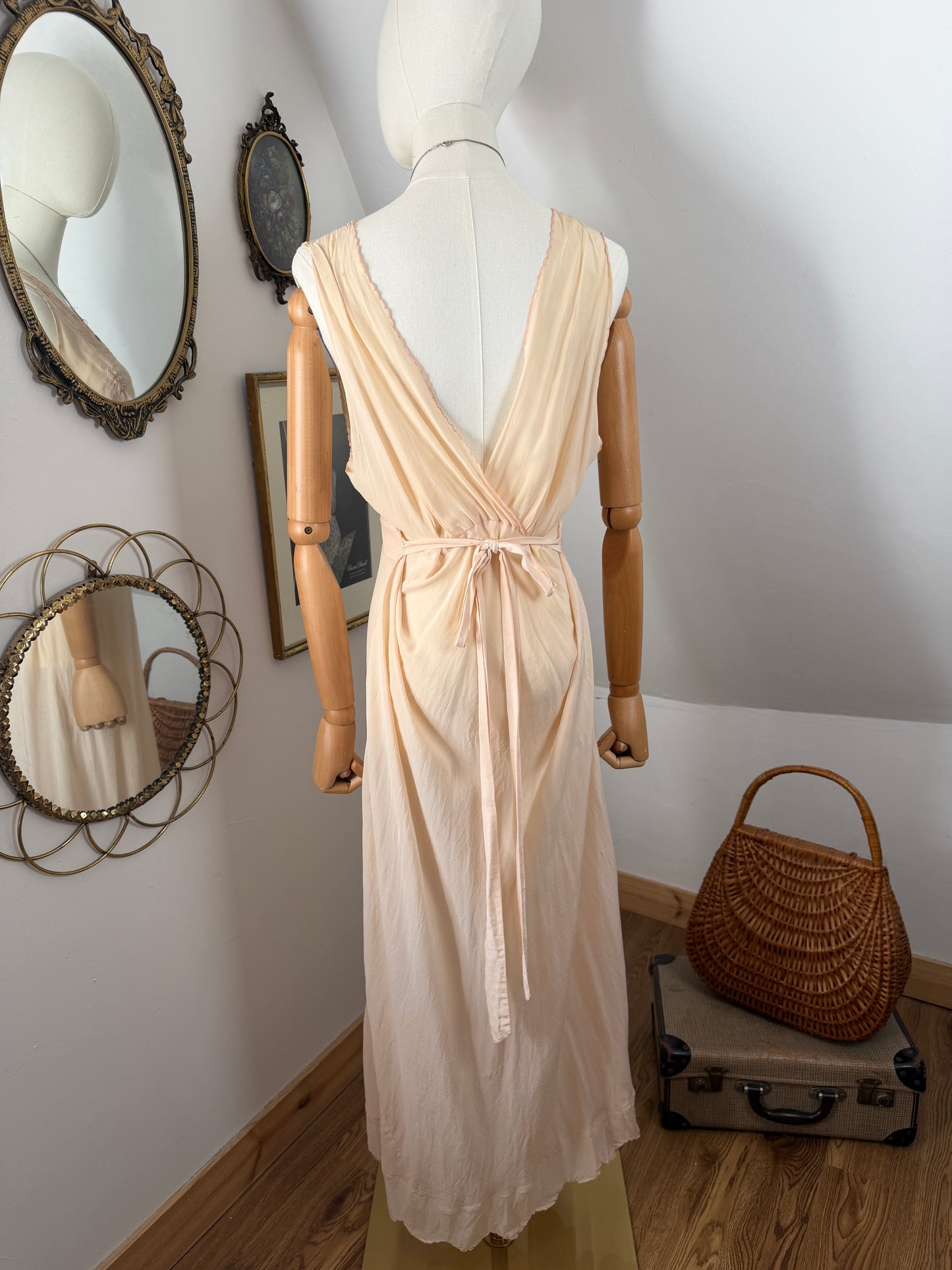 1930s Silk Embroidered Slip Dress