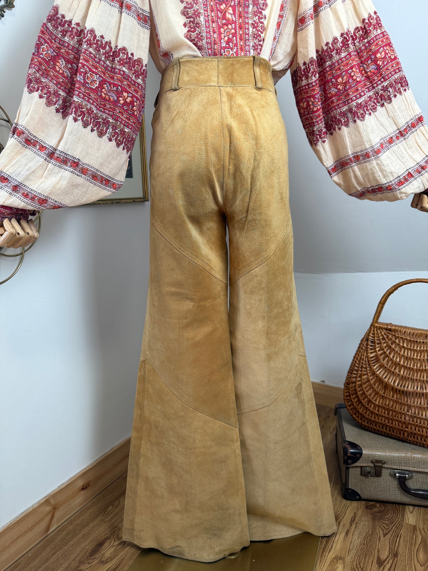 1970s Tan Suede Bellbottoms