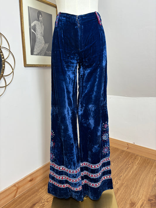 1960s Velvet Embroidered Trousers