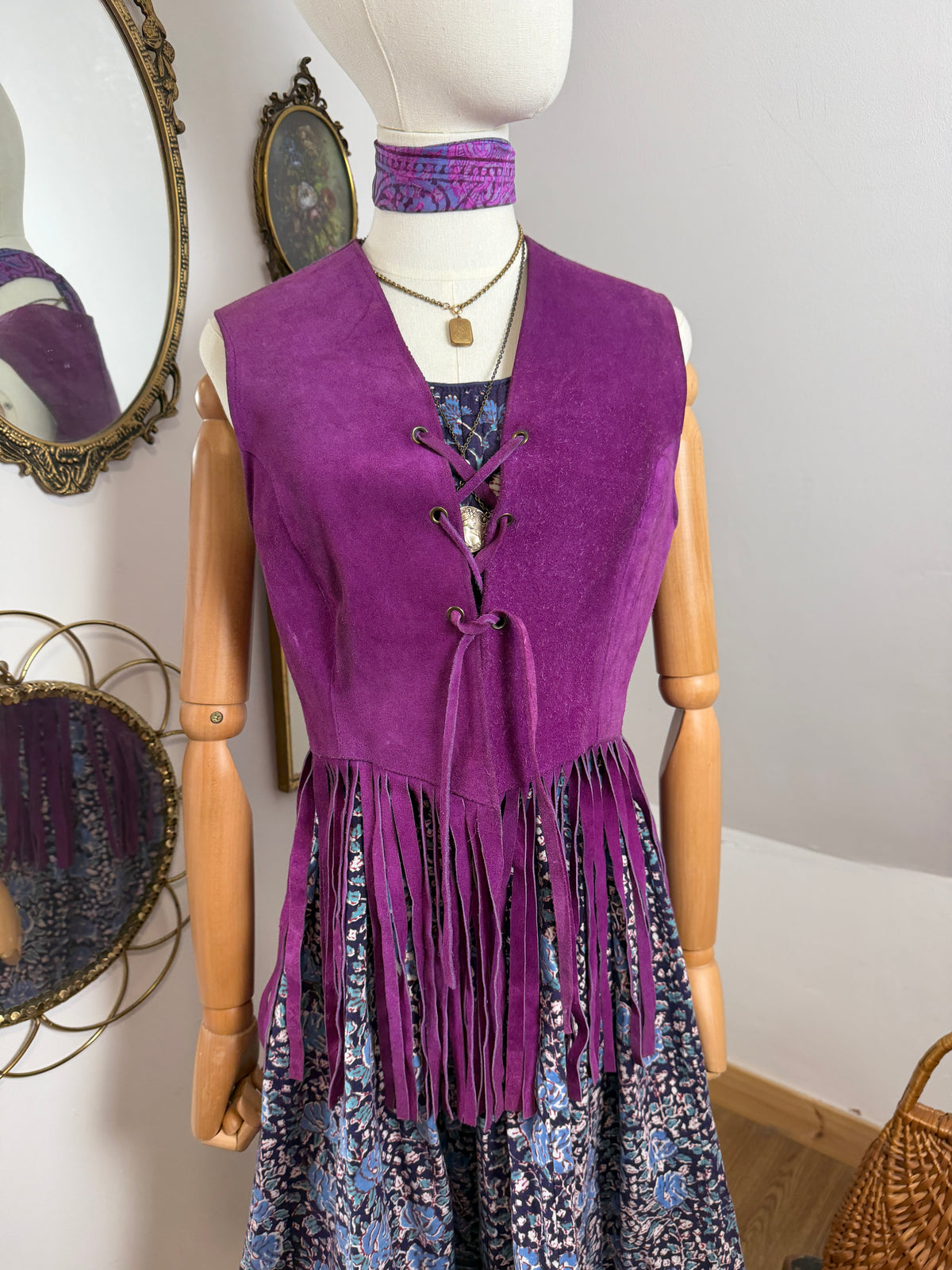 1960s Purple Fringe Waistcoat