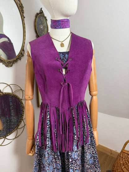 1960s Purple Fringe Waistcoat