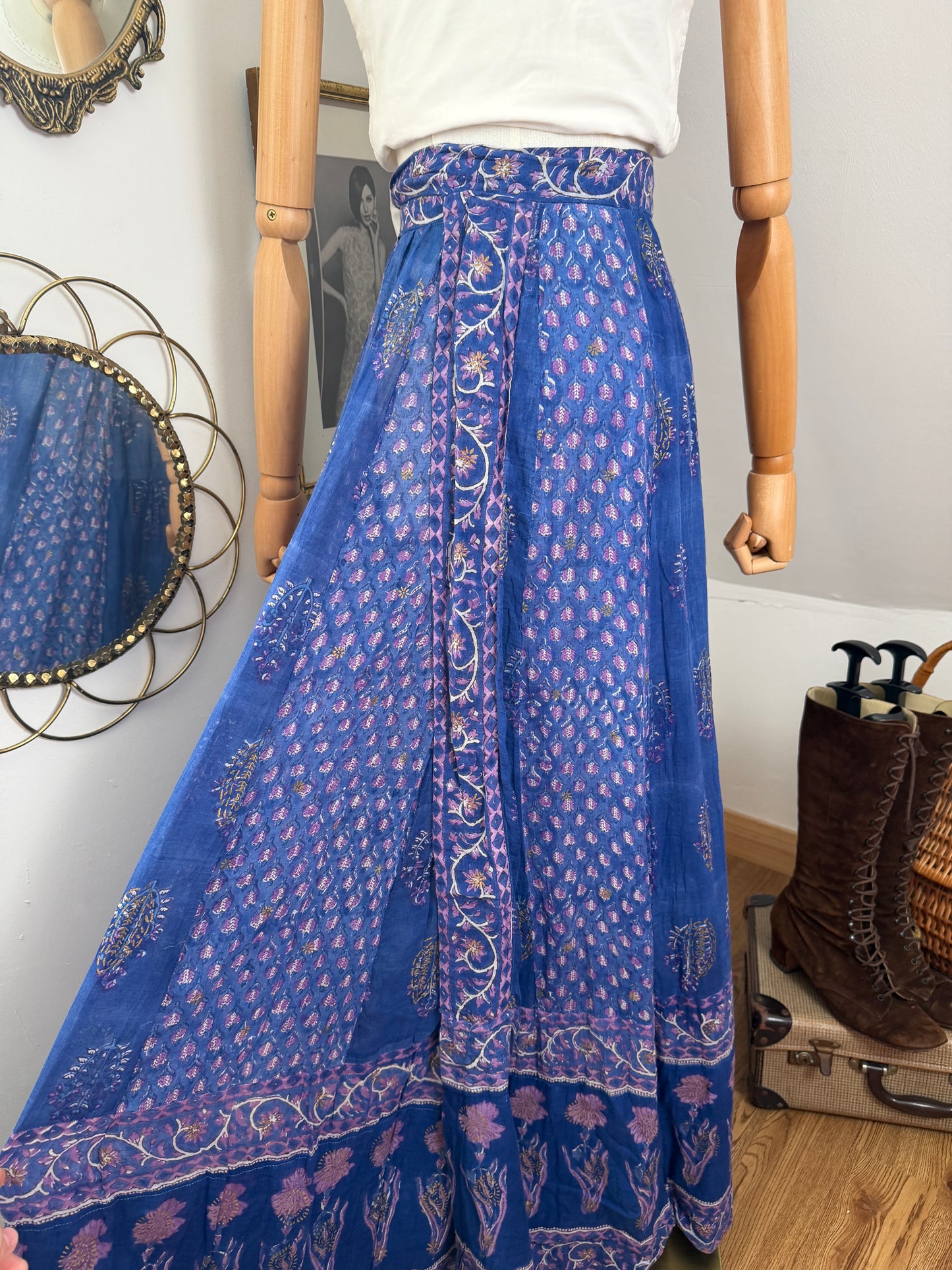 1970s ‘Phool’ Blockprint Skirt