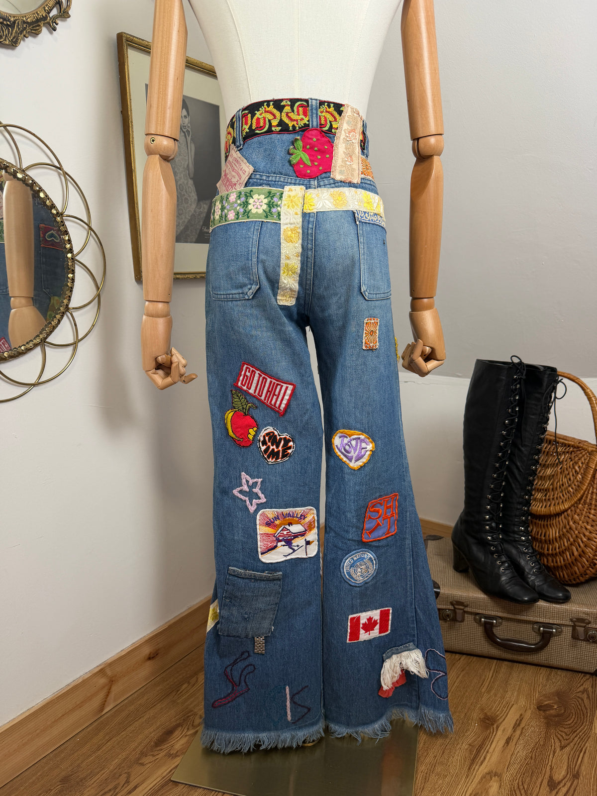1970s ‘Big E’ Patched Levi Flared Jeans