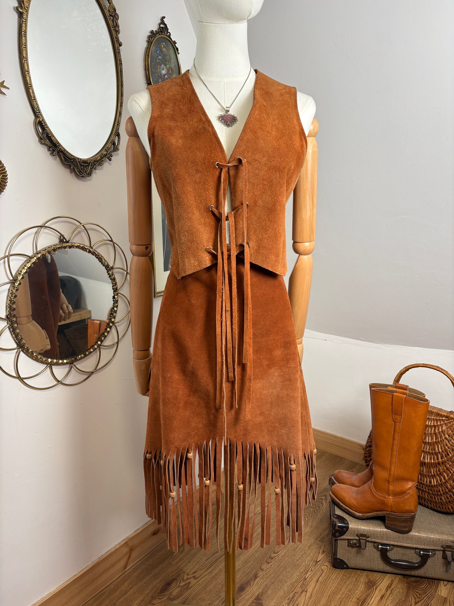 1960s Suede Fringe Set