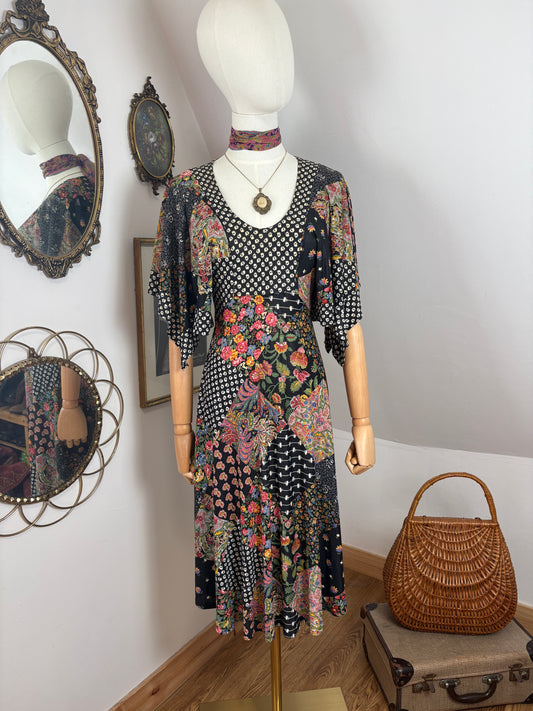 1970s Patchwork Handkerchief Dress