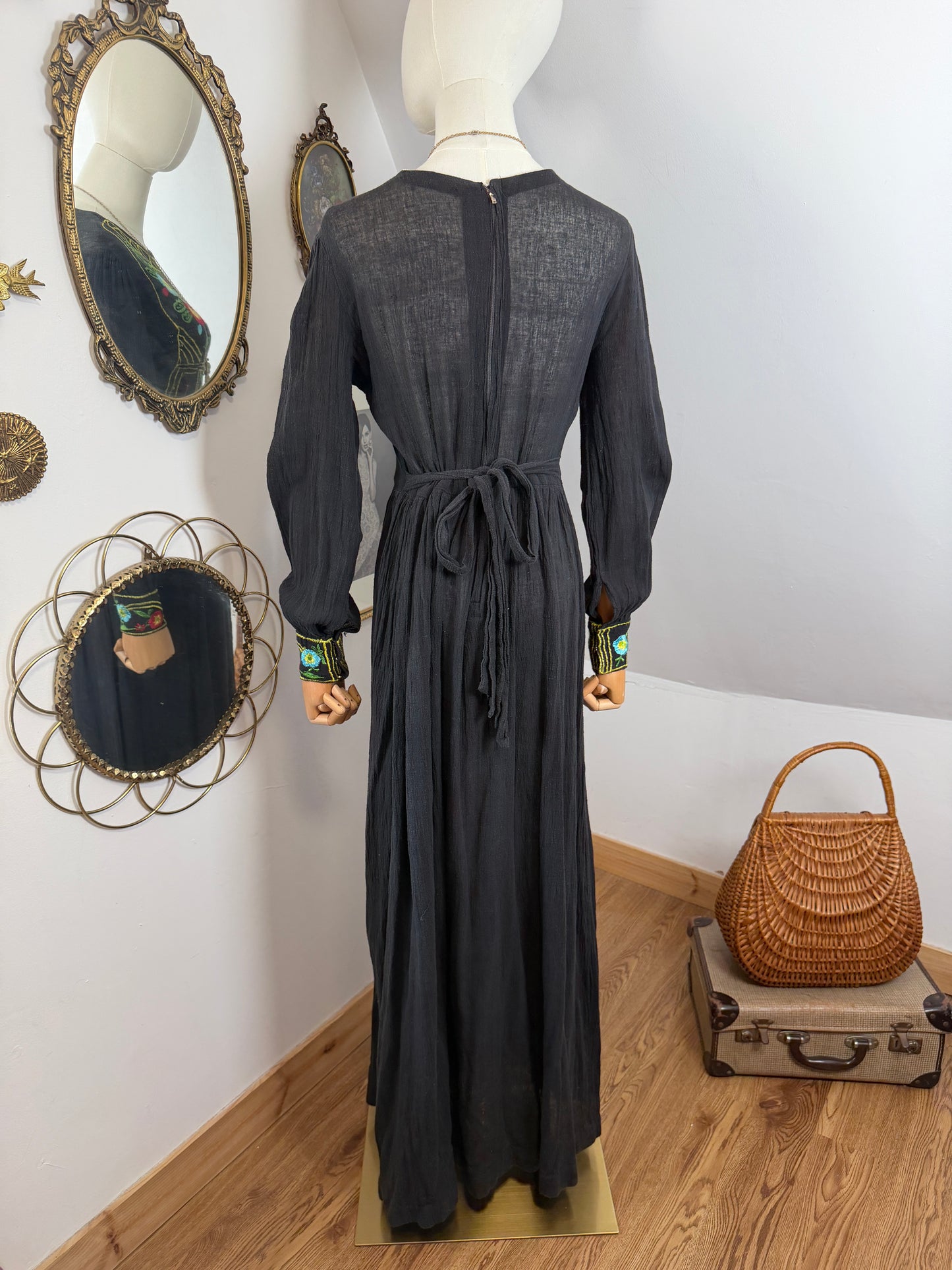1960s Cheesecloth Embroidered Dress