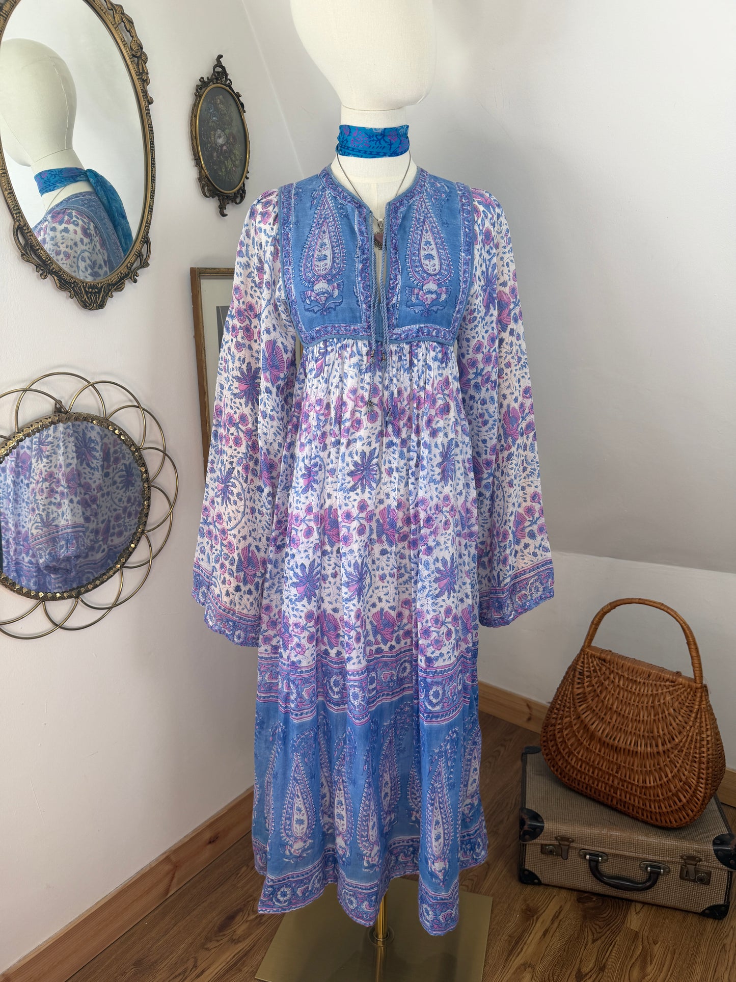 1970s ‘Phool’ Pastel Indian Cotton Dress