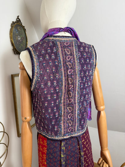 1970s Purple Indian Blockprint Vest