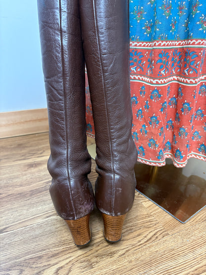 1970s Brown Leather Boots