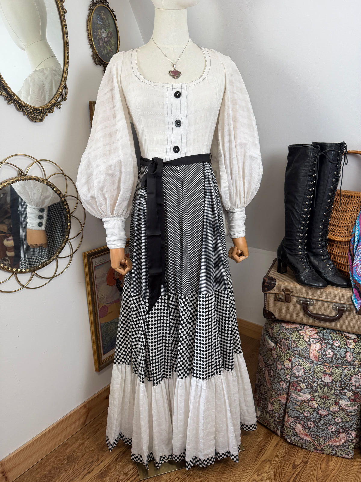1970s ‘Jean Varon’ Checkerboard Dress