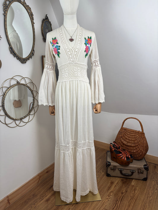 1970s Cheesecloth Maxi Dress