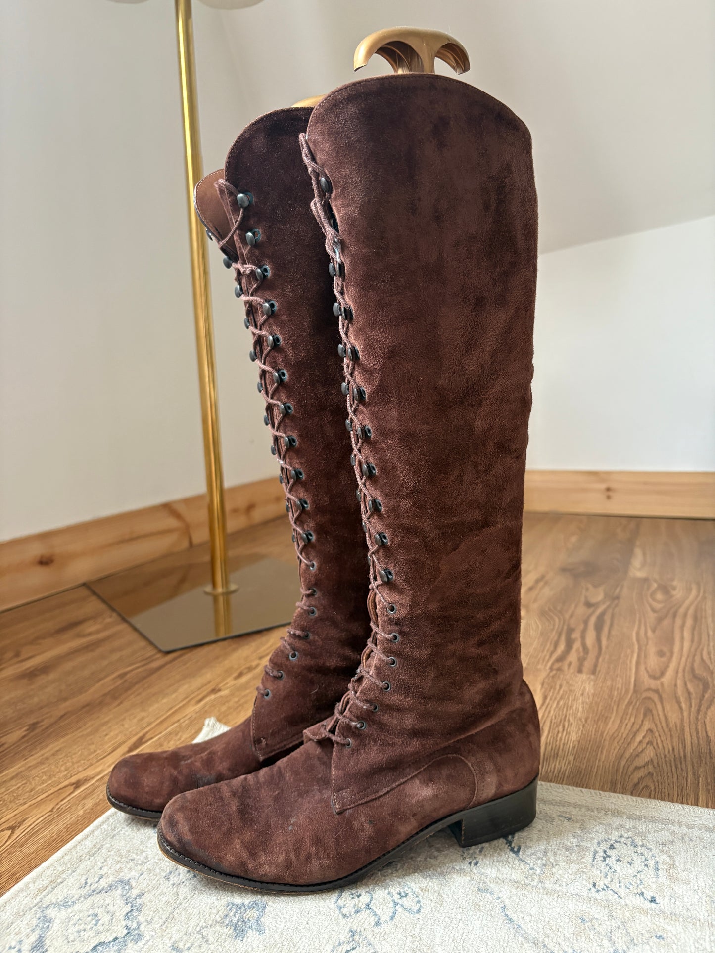 1960s ‘Kurt Geiger’ Velvet Lace Up Boots