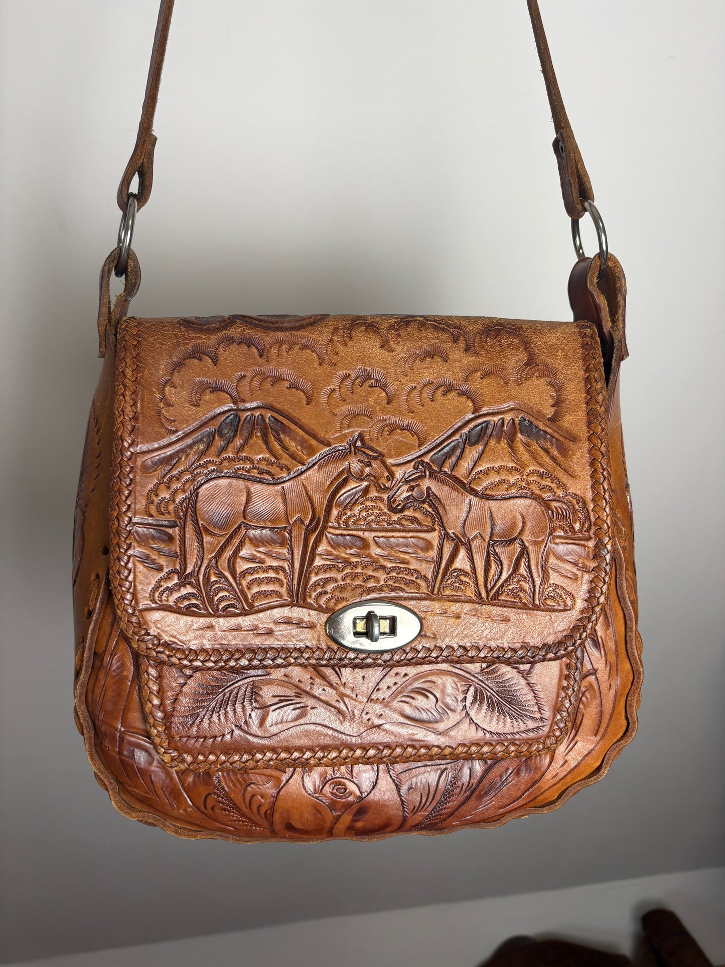 Incredible 60s/70s Horse Tooled Bag