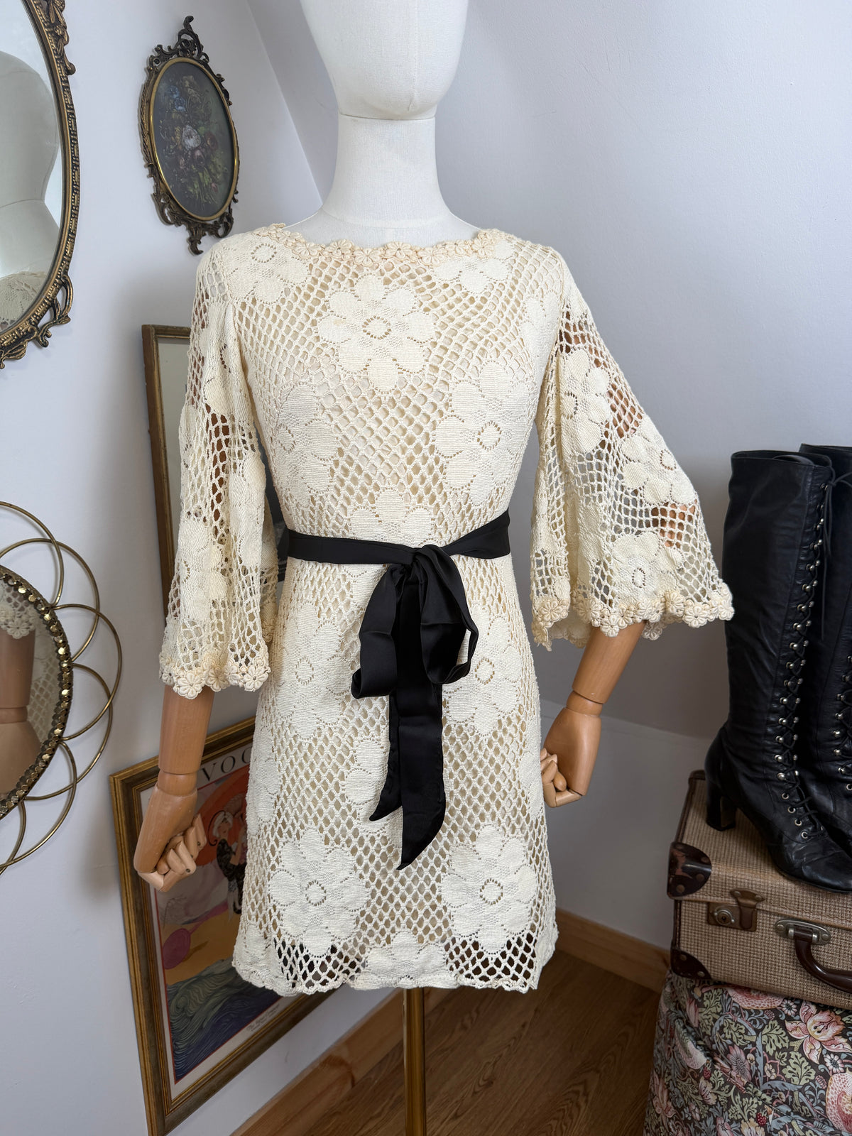 1960s ‘Simon Ellis’ Crochet Shift Dress