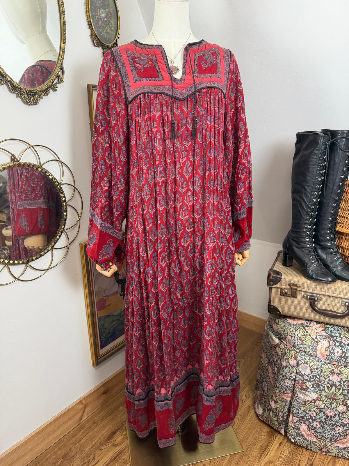1970s Indian Cotton Maxi Dress