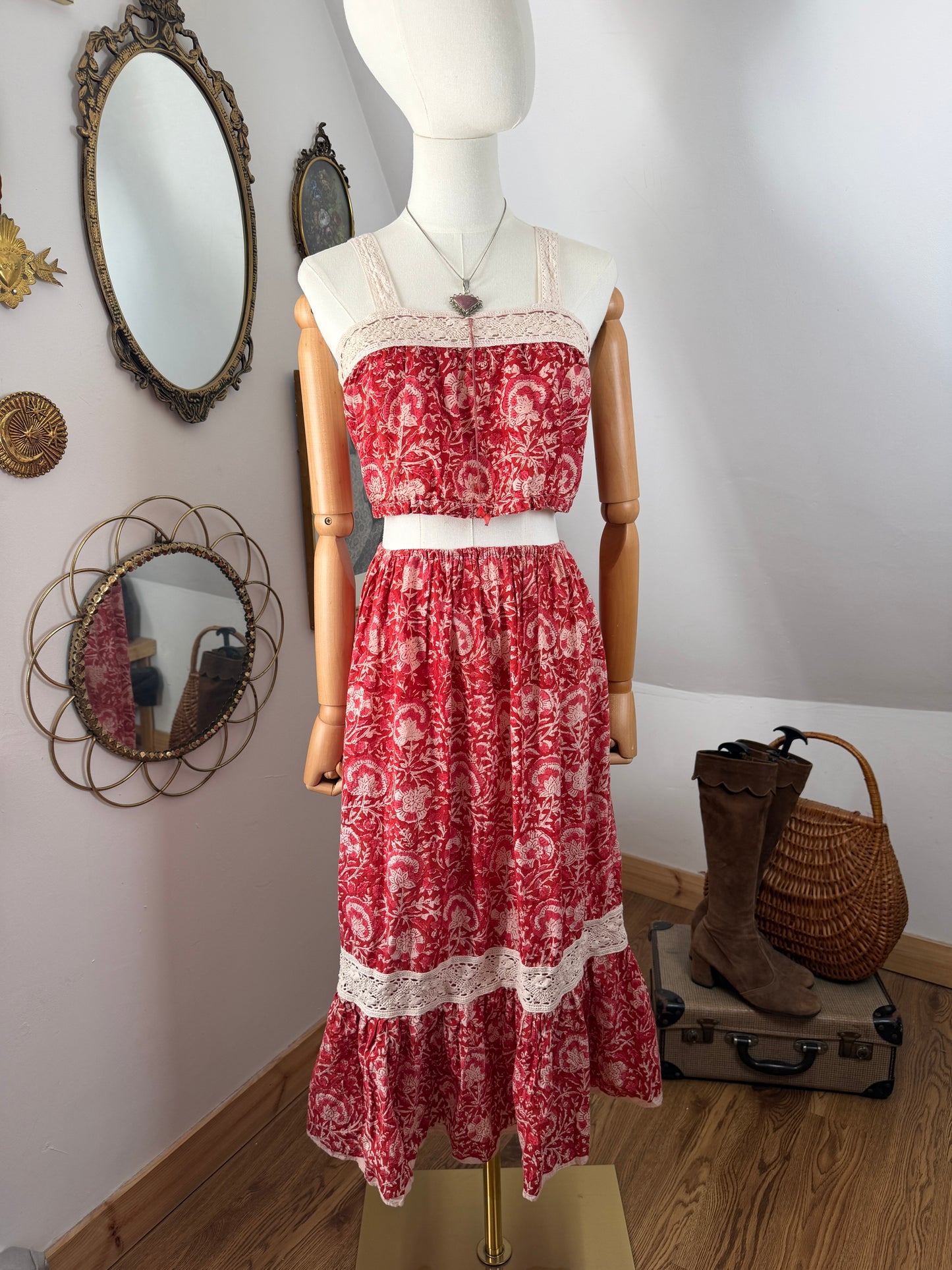 1970s Blockprint Cami & Skirt Set