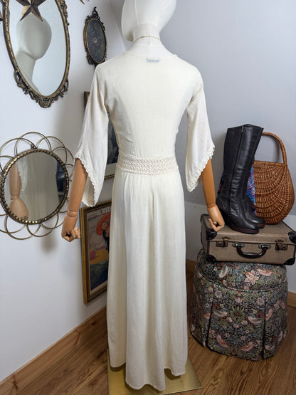 1970s Floral Cheesecloth Dress