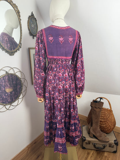 1970s ‘Mayur’ Purple Blockprint Dress