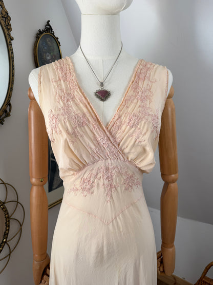 1930s Silk Embroidered Slip Dress