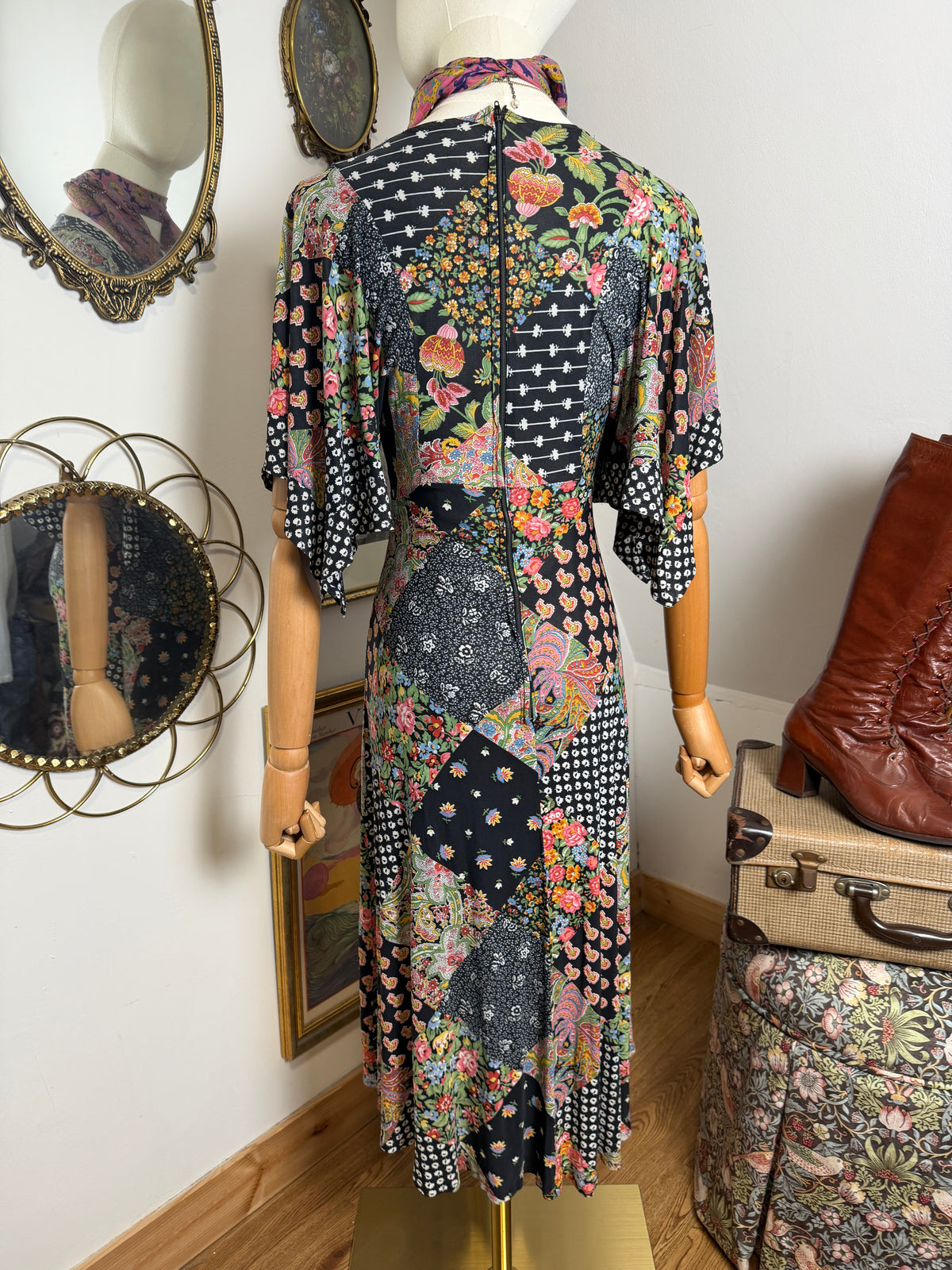 1970s Patchwork Handkerchief Dress