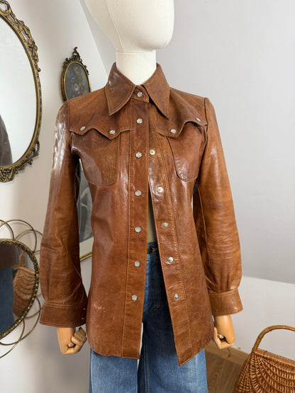 1970s Leather Studded Jacket