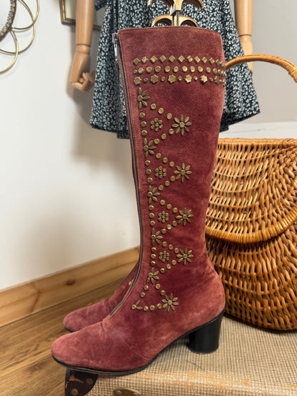 1960s / 70s Suede Studded Boots