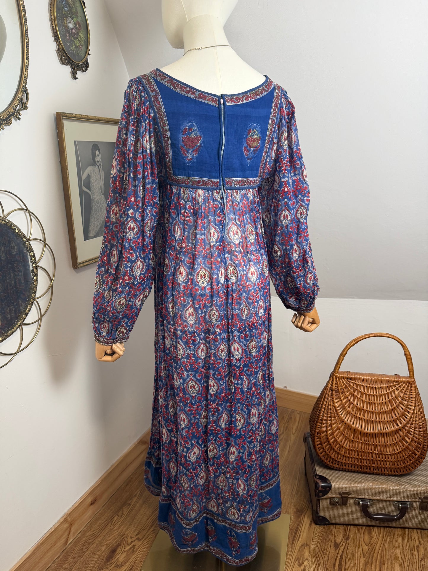 1970s Indian Block print Smock Dress