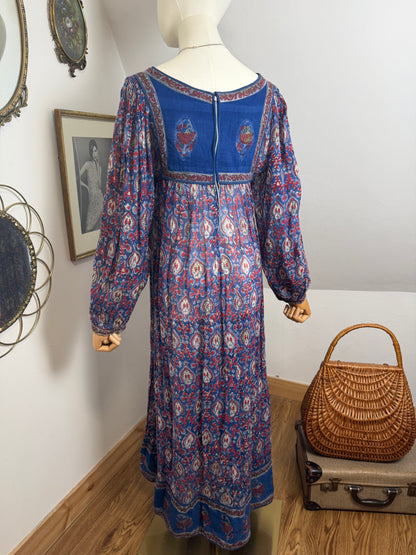 1970s Indian Block print Smock Dress