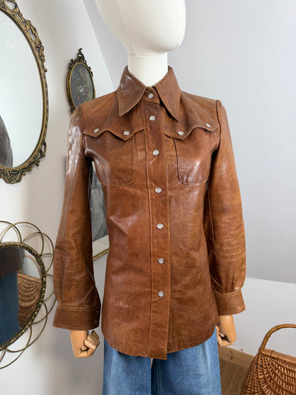 1970s Leather Studded Jacket
