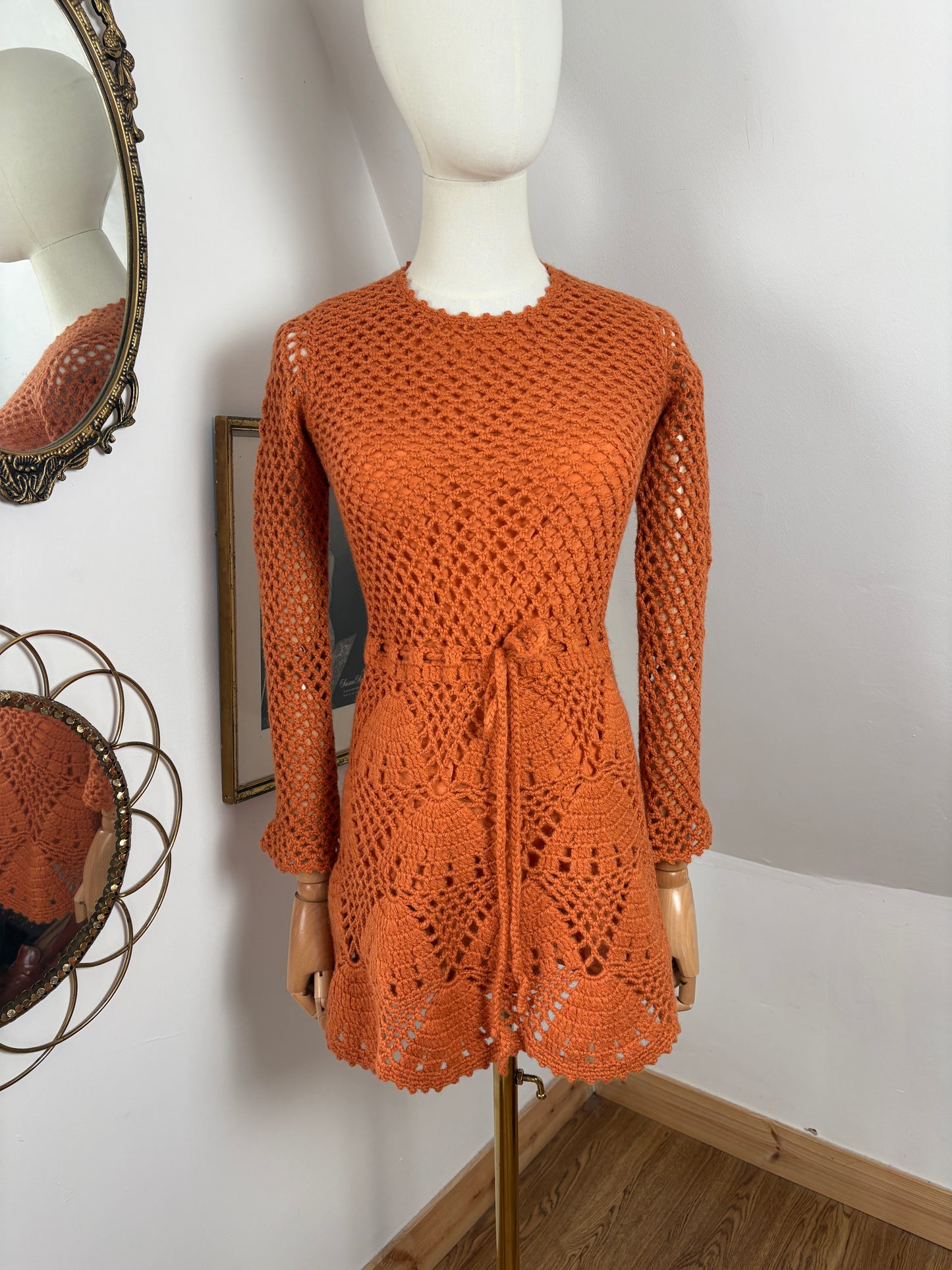1960s Crochet Mini Dress