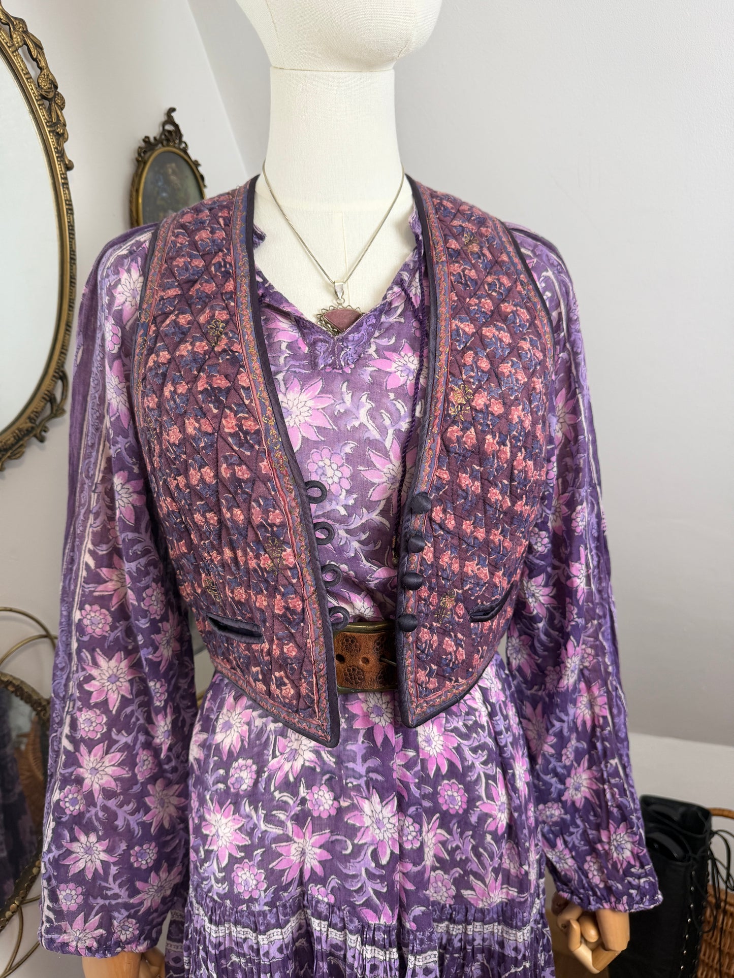 1970s ‘Phool’ Purple Blockprint Vest