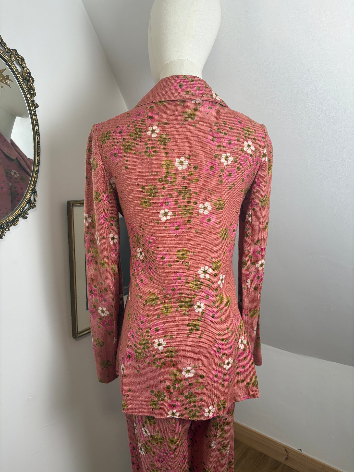 1970s Pink Floral Suit