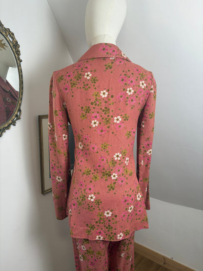 1970s Pink Floral Suit