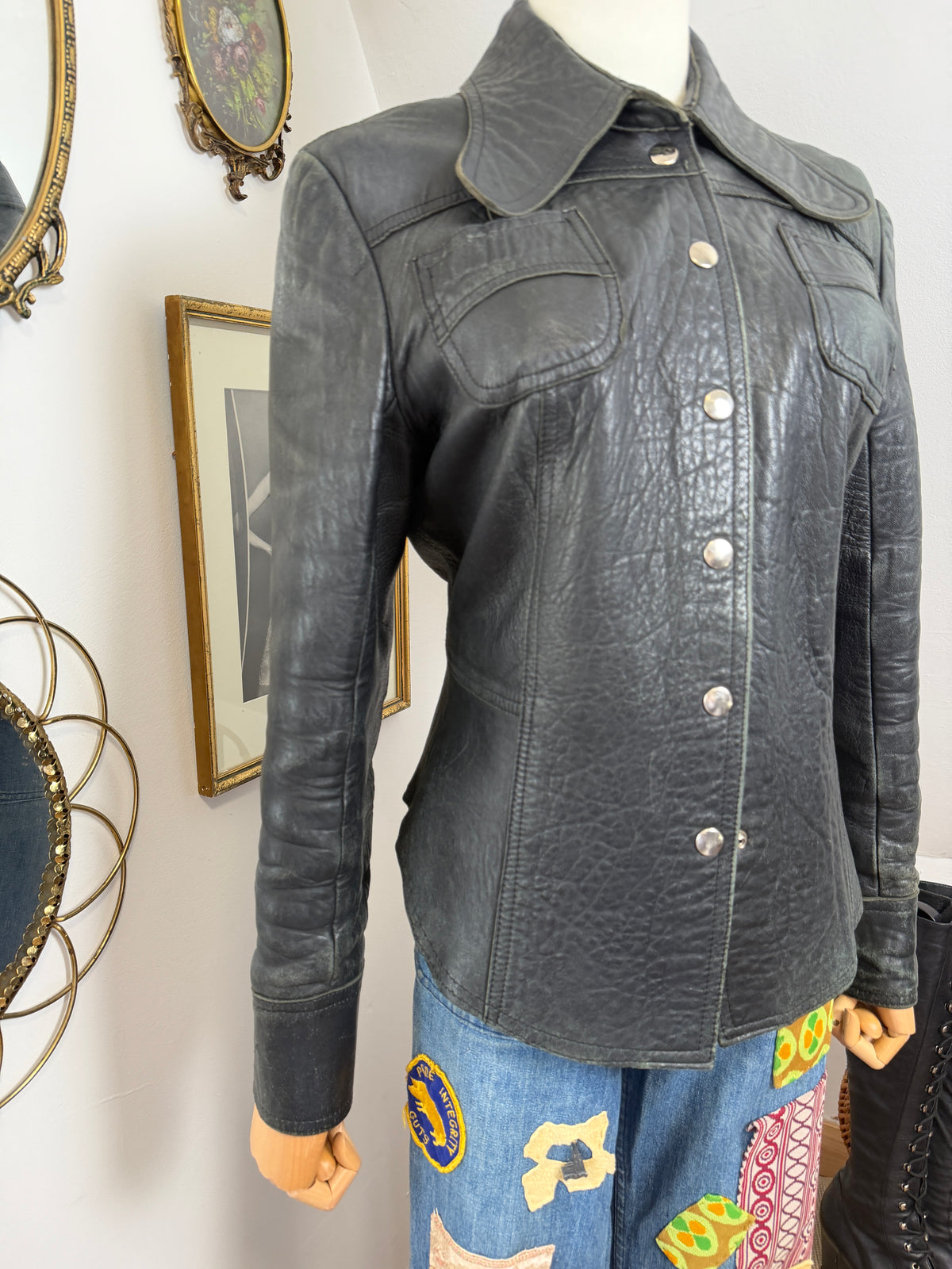 1960s / 70s Leather Beagle Collar Jacket